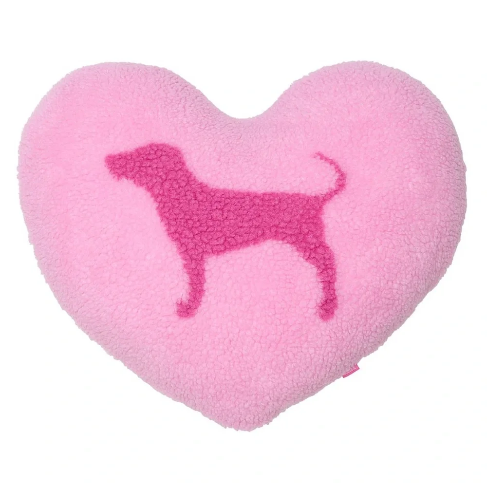 PINK Dog Heart Throw Pillow Dimensions: 17.71